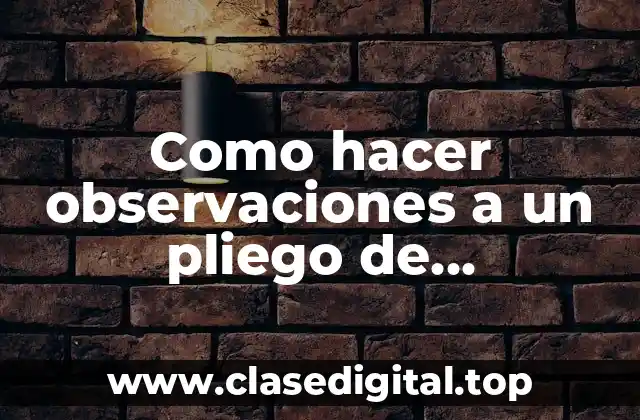 Como hacer observaciones a un pliego de condiciones