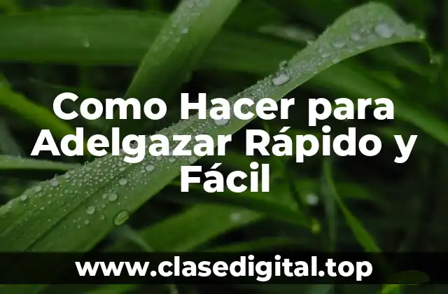 Como Hacer para Adelgazar Rápido y Fácil