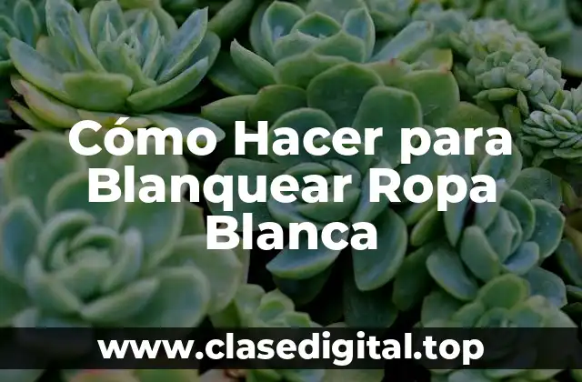 Cómo Hacer para Blanquear Ropa Blanca