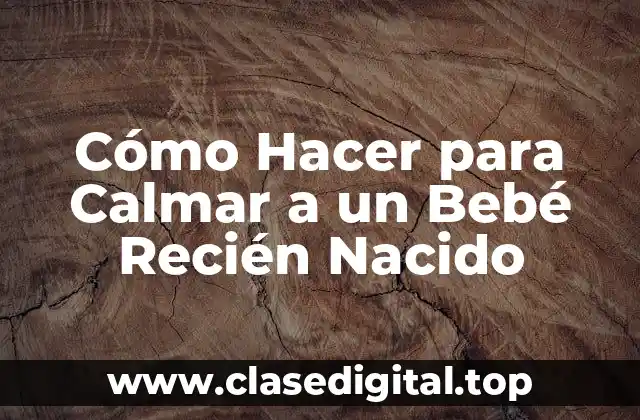 Cómo Hacer para Calmar a un Bebé Recién Nacido