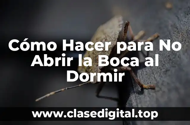 Cómo Hacer para No Abrir la Boca al Dormir