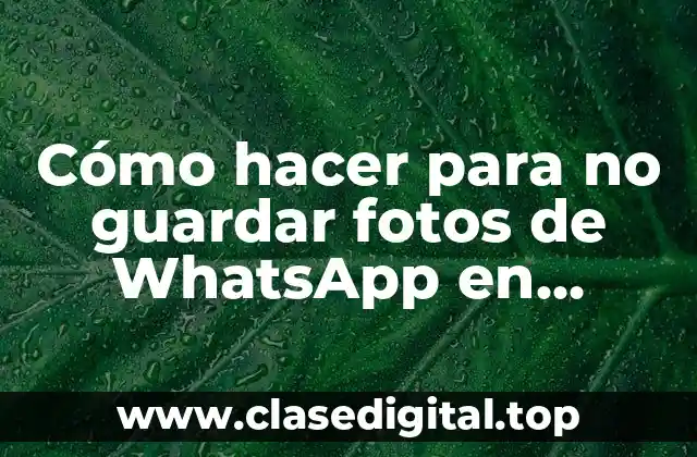 Cómo hacer para no guardar fotos de WhatsApp en Android