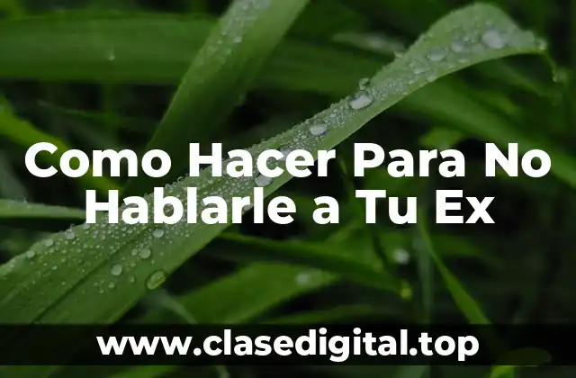 Como Hacer Para No Hablarle a Tu Ex