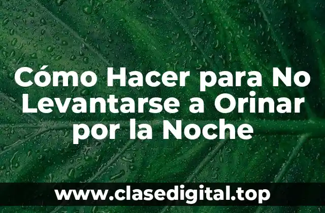 Cómo Hacer para No Levantarse a Orinar por la Noche
