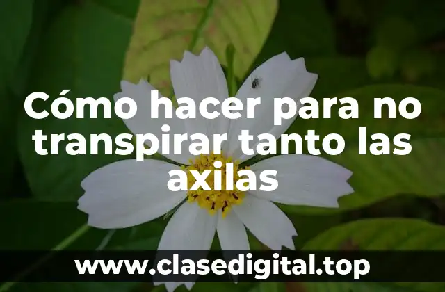 Cómo hacer para no transpirar tanto las axilas