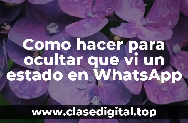 Como hacer para ocultar que vi un estado en WhatsApp