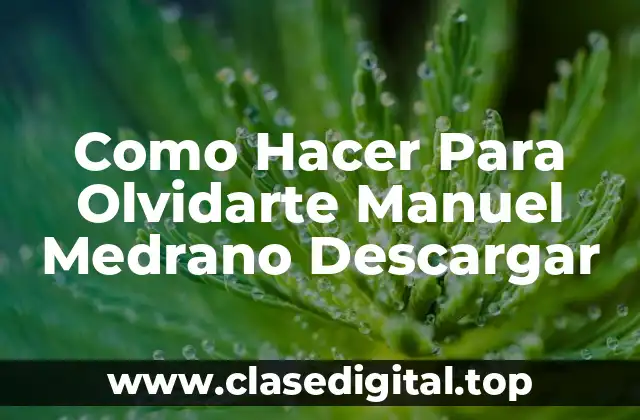 Como Hacer Para Olvidarte Manuel Medrano Descargar