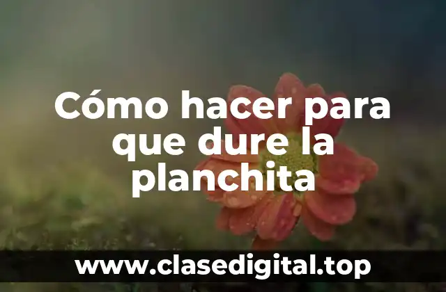 Cómo hacer para que dure la planchita