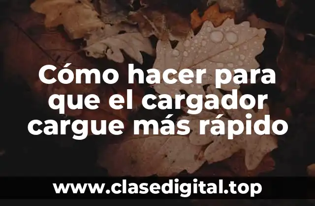 Cómo hacer para que el cargador cargue más rápido