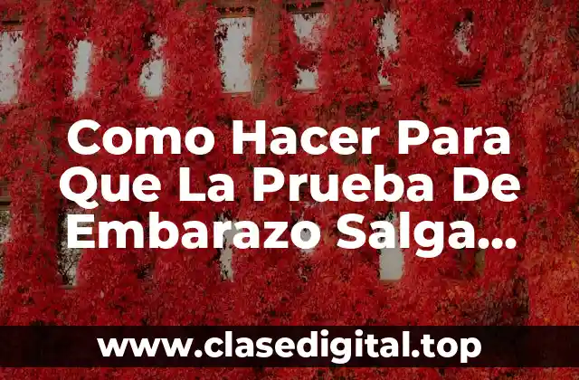 Como Hacer Para Que La Prueba De Embarazo Salga Positivo