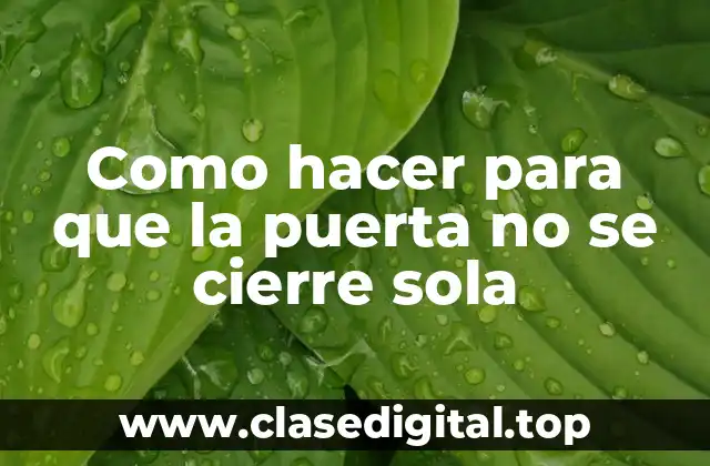 Como hacer para que la puerta no se cierre sola