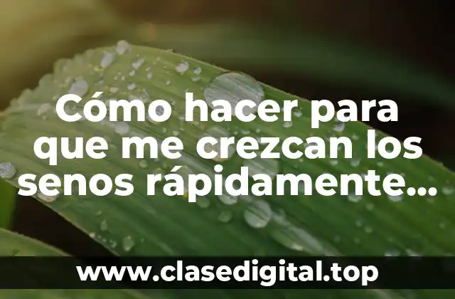 Cómo hacer para que me crezcan los senos rápidamente de forma natural