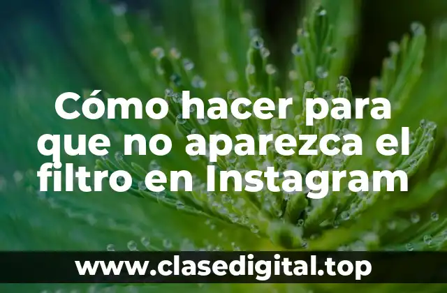 Cómo hacer para que no aparezca el filtro en Instagram