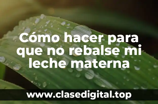 Cómo hacer para que no rebalse mi leche materna