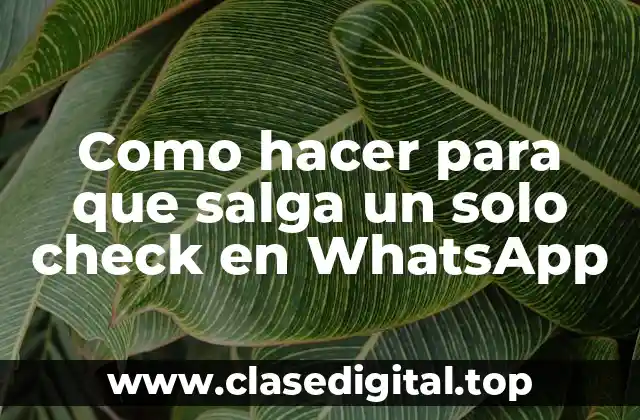 Como hacer para que salga un solo check en WhatsApp