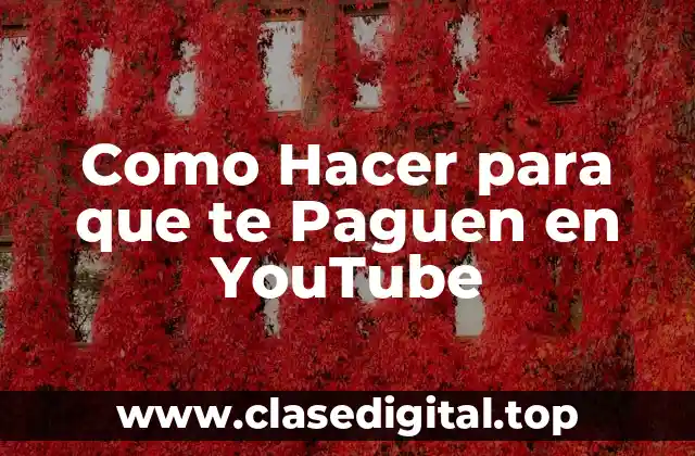 Como Hacer para que te Paguen en YouTube