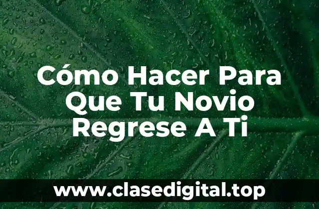 Cómo Hacer Para Que Tu Novio Regrese A Ti