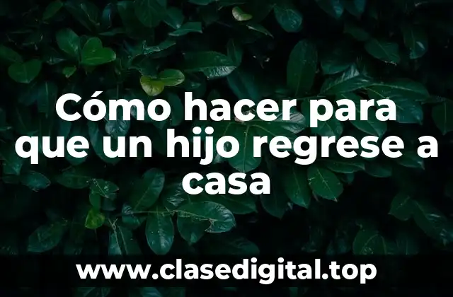 Cómo hacer para que un hijo regrese a casa