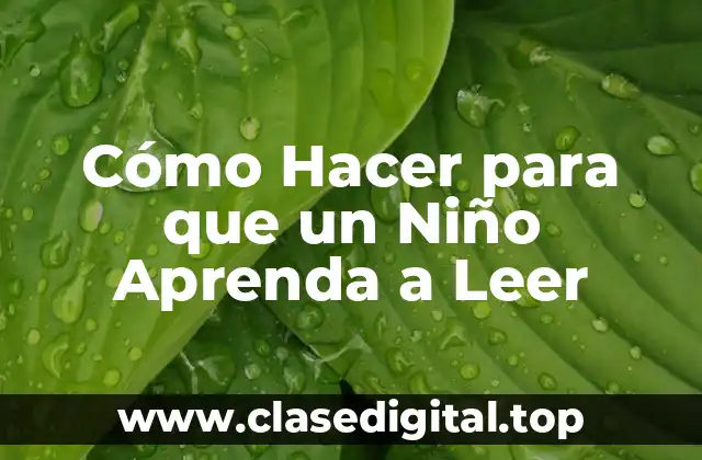 Cómo Hacer para que un Niño Aprenda a Leer