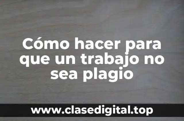 Cómo hacer para que un trabajo no sea plagio