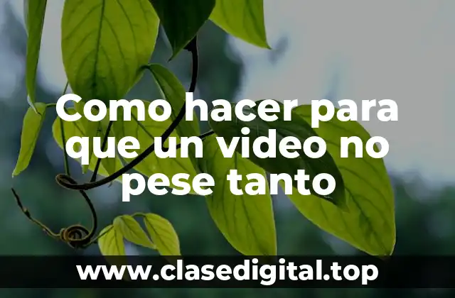 Como hacer para que un video no pese tanto