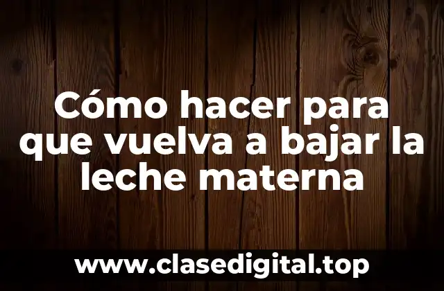 Cómo hacer para que vuelva a bajar la leche materna
