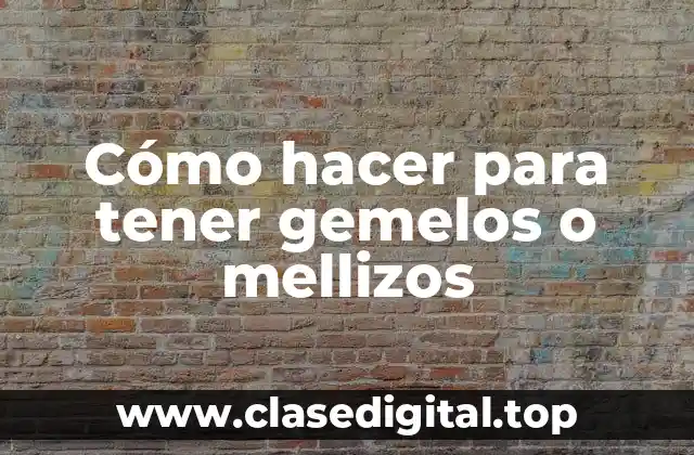 Cómo hacer para tener gemelos o mellizos