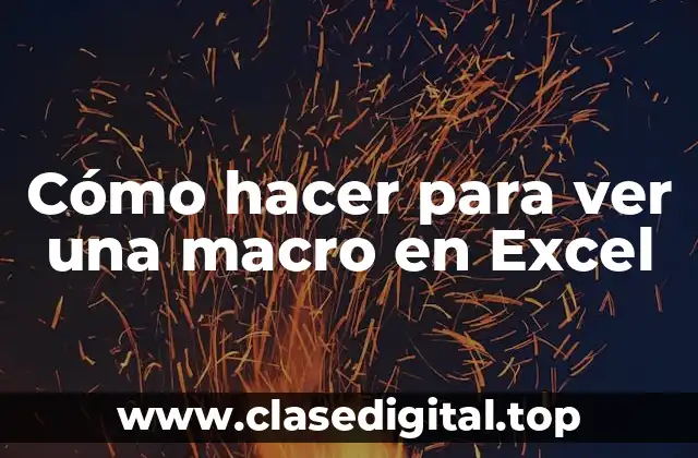 Cómo hacer para ver una macro en Excel