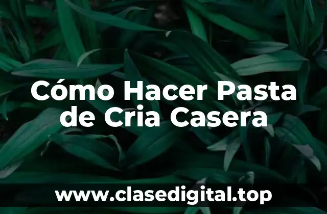 Cómo Hacer Pasta de Cria Casera