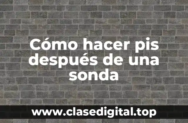 Cómo hacer pis después de una sonda