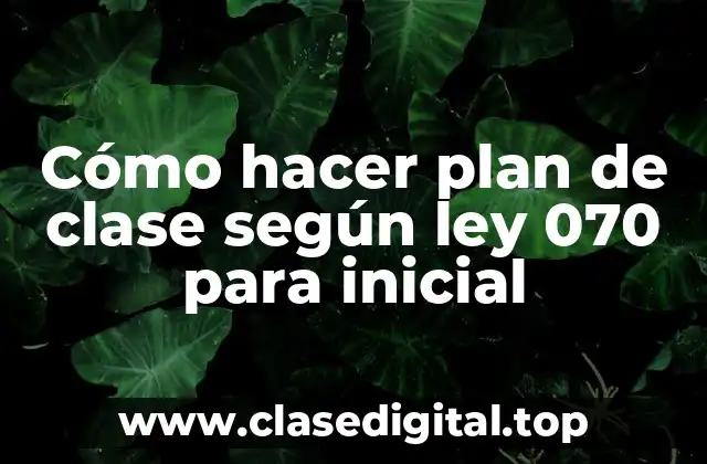 Cómo hacer plan de clase según ley 070 para inicial