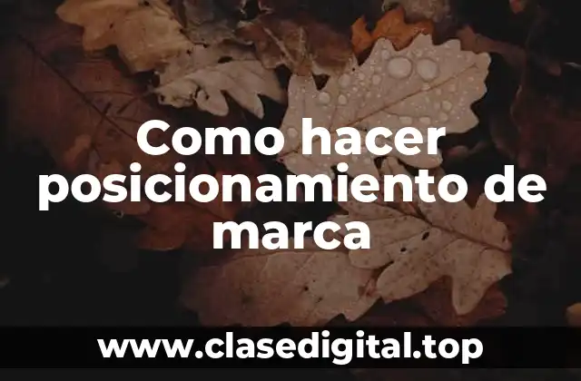 Como hacer posicionamiento de marca