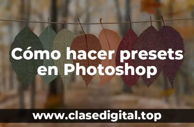 Cómo hacer presets en Photoshop