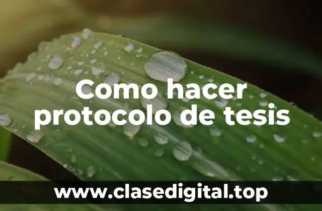 Como hacer protocolo de tesis