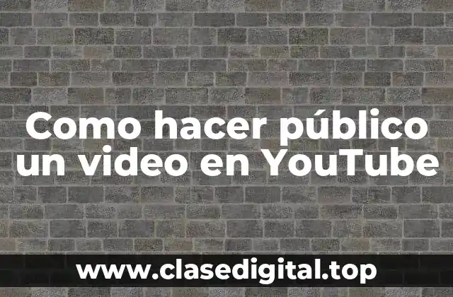 Como hacer público un video en YouTube