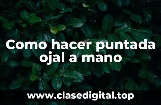 ¿Qué es la puntada ojal a mano?