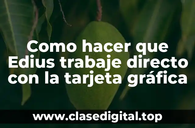 Como hacer que Edius trabaje directo con la tarjeta gráfica