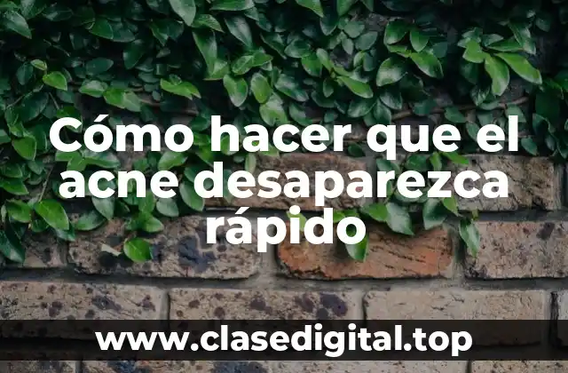 Cómo hacer que el acne desaparezca rápido