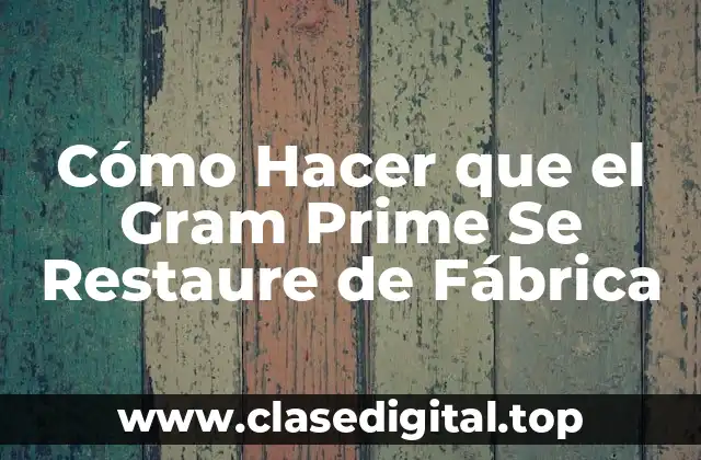Cómo Hacer que el Gram Prime Se Restaure de Fábrica