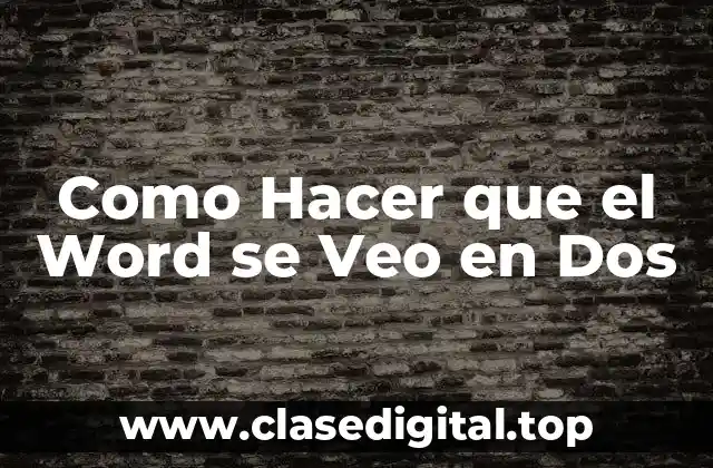 Como Hacer que el Word se Veo en Dos