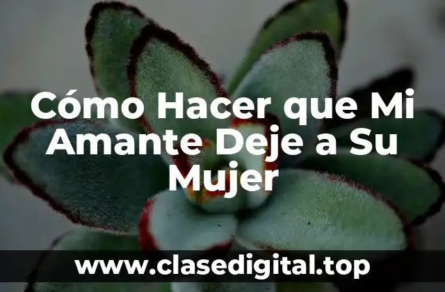 Cómo Hacer que Mi Amante Deje a Su Mujer