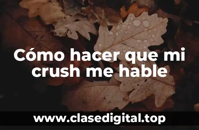 Cómo hacer que mi crush me hable