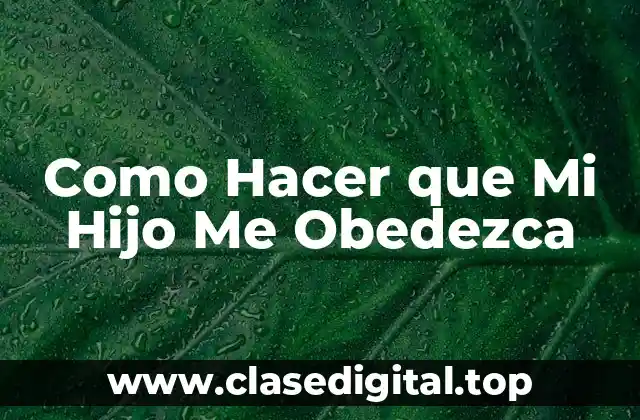 Como Hacer que Mi Hijo Me Obedezca