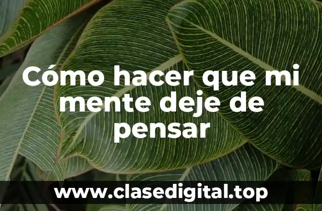 Cómo hacer que mi mente deje de pensar
