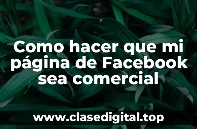 Como hacer que mi página de Facebook sea comercial