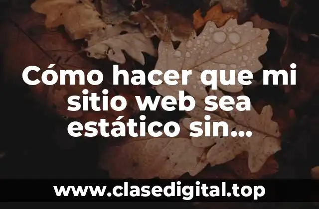 Cómo hacer que mi sitio web sea estático sin redireccion