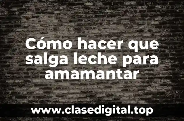 Cómo hacer que salga leche para amamantar