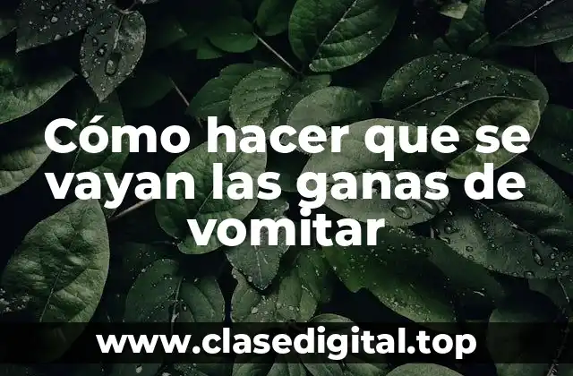 Cómo hacer que se vayan las ganas de vomitar