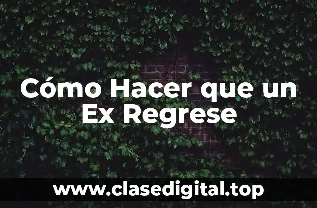 Cómo Hacer que un Ex Regrese