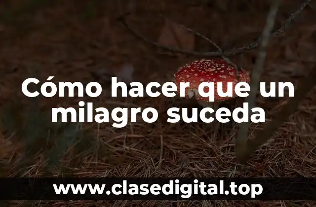 Cómo hacer que un milagro suceda